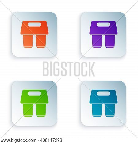 Color Coffee Cup To Go Icon Isolated On White Background. Set Colorful Icons In Square Buttons. Vect