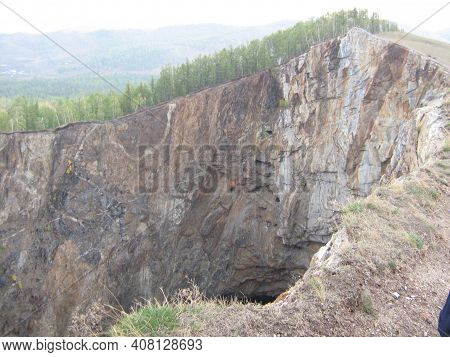 Tuimsky Failure Autumn Steppes And Hills Of Khakasia, Stormy Sky
