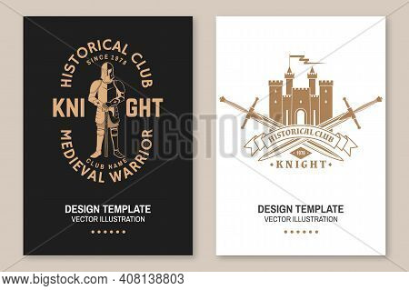 Knight Historical Club Flyer, Brochure, Banner, Poster. Vector . Concept For Shirt, Print, Stamp, Ov