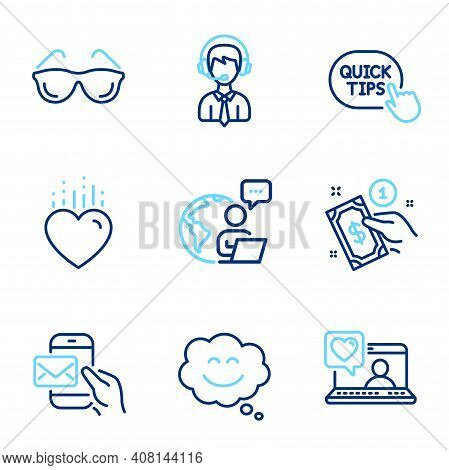 People Icons Set. Included Icon As Quick Tips, Smile Chat, Heart Signs. Payment Method, Shipping Sup