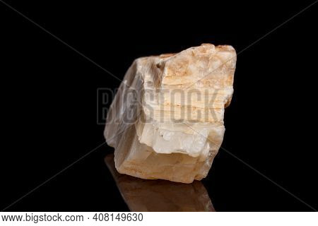 Macro Mineral Stone Moonstone A Black Background