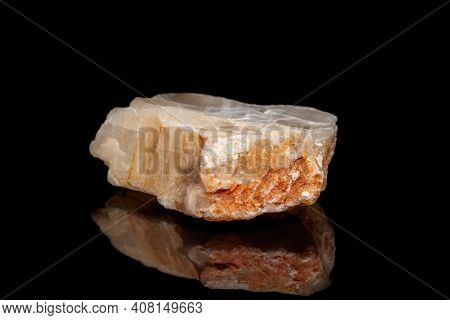 Macro Mineral Stone Moonstone A Black Background