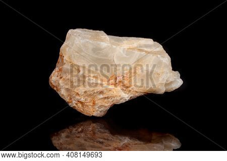 Macro Mineral Stone Moonstone A Black Background