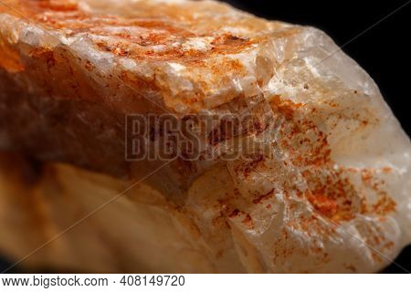 Macro Mineral Stone Moonstone A Black Background