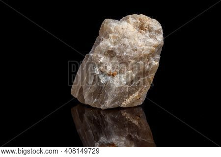 Macro Mineral Stone Moonstone A Black Background