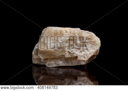 Macro Mineral Stone Moonstone A Black Background