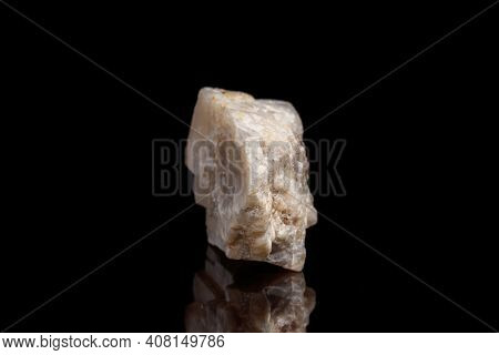 Macro Mineral Stone Moonstone A Black Background