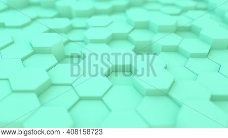 3D rendering of multiple green hexagons