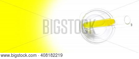 Yellow Cosmetic Color (oil). Chemicals For Beauty Care In Test Tube. Nickle Chloride Liquid. Top Vie