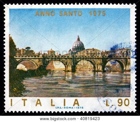 Postage stamp Italy 1975 Angels' Bridge, Rome, Vatican