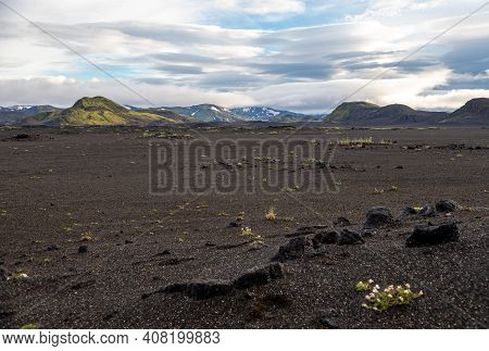 Dark Lava Desert - Great Vastness In Iceland Highlands