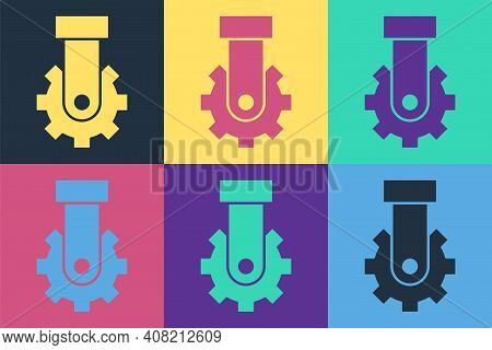 Pop Art Derailleur Bicycle Rear Speed Folding Icon Isolated On Color Background. Vector