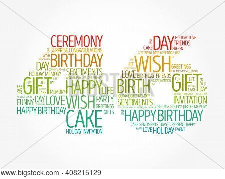Happy 46th Birthday Word Cloud, Holiday Concept Background