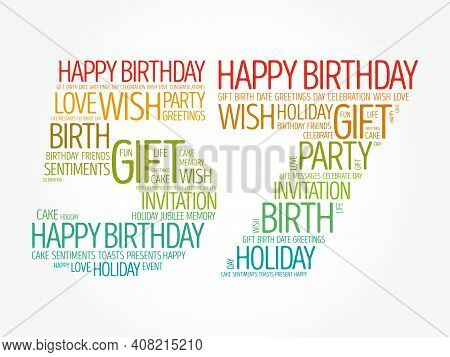Happy 57th Birthday Word Cloud. Holiday Concept Background