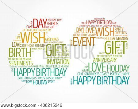 Happy 62nd Birthday Word Cloud, Holiday Concept Background