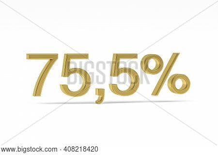 Gold Digit Seventy-five Point Five With Percent Sign - 75,5% Isolated On White - 3d Render