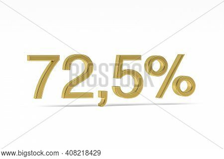 Gold Digit Seventy-two Point Five With Percent Sign - 72,5% Isolated On White - 3d Render