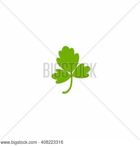 Green Parsley Twig, Shoot, Sprig. Icon Isolated On White. Logo For Eco Company, Agriculture, Nature 