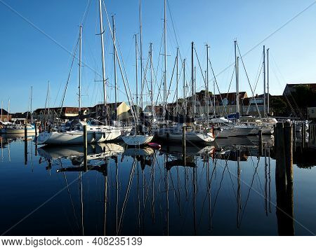 The Beautiful And Picturesque Marina And Harbour In The Port City Of Faaborg, Funen, Denmark