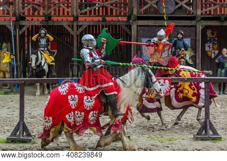 Detenice, Czech - October 22, 2017: Medieval Knight Tournament in castle Detenice.