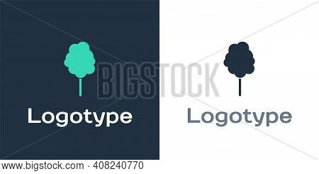 Logotype Cotton Candy Icon Isolated On White Background. Logo Design Template Element. Vector Illust