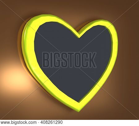 3d Rendering Valentines Day Background Mock Up, Love Shape And Some Loves. Pink, Red, Silver,gold, A