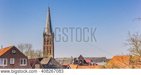 Panorama Of The Clemens Church Tower In Steenwijk, Netherlands