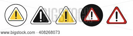 Caution Warning Signs Set. Exclamation Mark. Eps