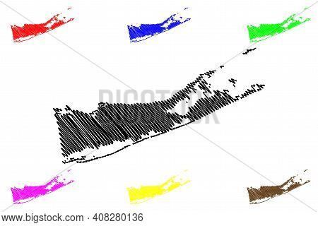 Suffolk County, New York State (u.s. County, United States Of America, Usa, U.s., Us) Map Vector Ill