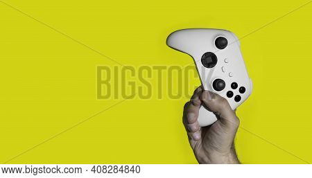 Next Gen Game Controller On Mans Hands