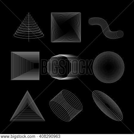 Vector Geometric Shapes Set. Abstract Shapes. Brutal Design Elements. Abstract Blended Geometric Obj