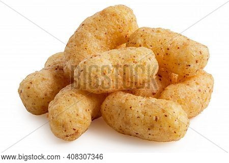 Pile Of Peanut Flips Isolated On White.