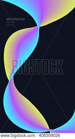 Vector Abstract, Futuristic, Digital Background In Mood-boosting Colours. Swirling Waves With A Tran