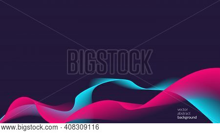 Vector Abstract, Futuristic, Digital Background In Mood-boosting Colours. Swirling Waves With A Tran