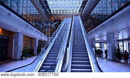 Warsaw, Poland. `15 February 2021. Interior Of The Warsaw Stock Exchange Building.