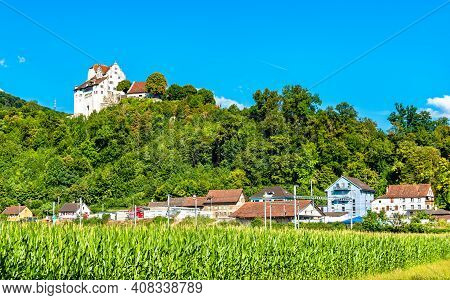 View Of Wildegg Castle Above A Cornfield. Aargau, Switzerland