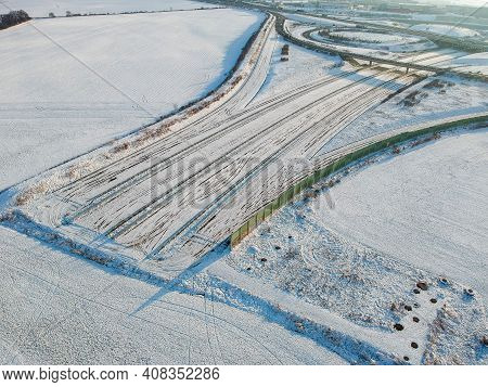 Unfinished Motorway D0 (r1) By D1 Highway In Winter - Motorway Ending In Field