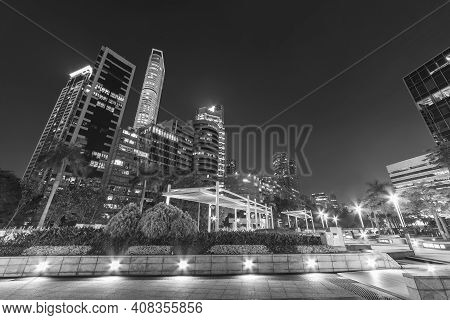 Midtown Of Hong Kong Ciity At Night