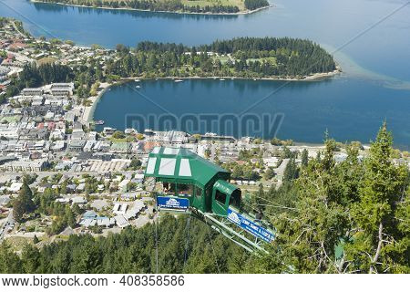 Queenstown New Zealand - March 1 2015; View From Bob's Peak And Aj Hackett Bungy Above Queenstown To