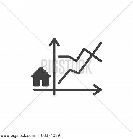 Real Estate Price Chart Vector Icon. Filled Flat Sign For Mobile Concept And Web Design. Real Estate