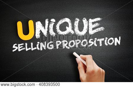 Usp - Unique Selling Proposition On Blackboard, Business Concept Background