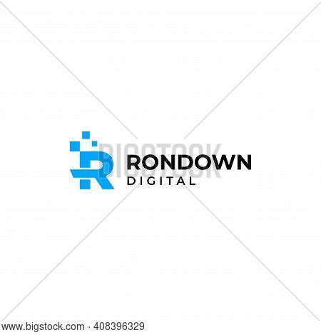 Modern, Clean And Unique Logo On The Letter R And Digital Or Pixels In Bright Blue.
Eps 10, Vector.