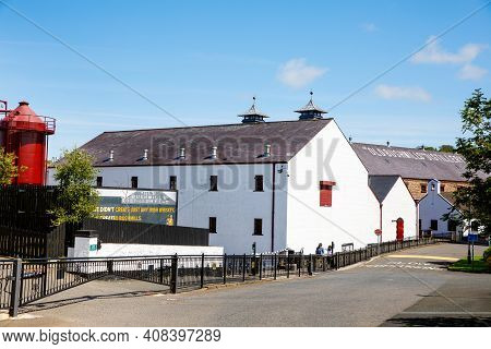 Bushmills, Ireland - July 7, 2019: Buildings And Exterior Of Old Bushmills Distillery, County Antrim