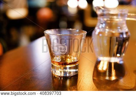 Bushmills, Ireland - July 7, 2019: Interior And Bar Of Old Bushmills Distillery, County Antrim, Nort