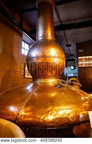Bushmills, Ireland - July 7, 2019: Interior And Bar Of Old Bushmills Distillery, County Antrim, Nort