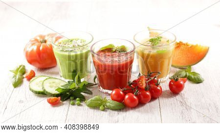 gazpacho- cold soup- cucumber, melon and tomato