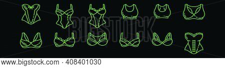 Set Of Bustier Cartoon Icon Design Template With Various Models. Modern Vector Illustration Isolated