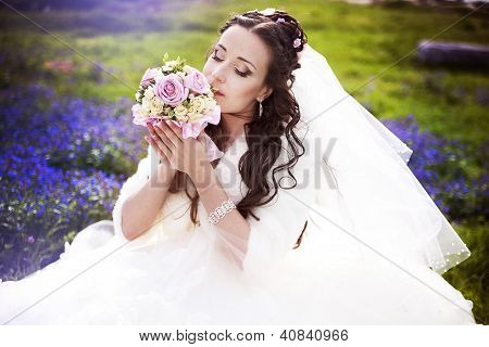 Kaunis morsian blossom puutarhassa