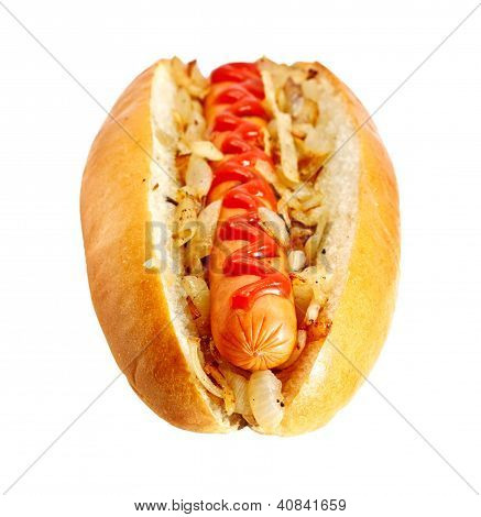 Griiled Hot Dog con cebolla