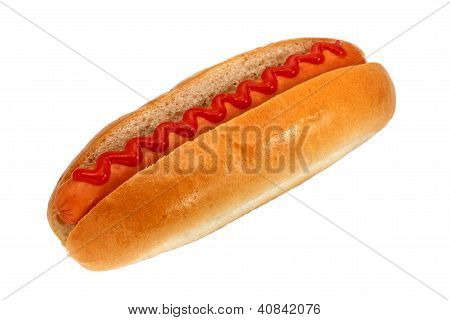 Perro caliente con salsa de tomate